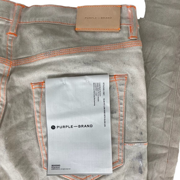 Purple Brand P001 White Neon Stitch Orange Jeans NWT Sz 34 - Picture 15 of 15